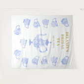 チャイノアイセリーティーセットレースブライダルシャワー背景 タペストリー (正面(横))