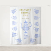 チャイノアイセリーティーセットレースブライダルシャワー背景 タペストリー (正面)