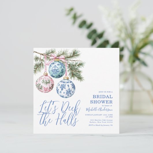 チャイノアイセリーデッキザホールズクリスマスブライダルシャワー 招待状 (スタンド正面)