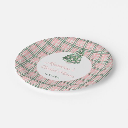 チャイノアイセリーピンクグリーンクリスマスウェディングシャワー ペーパープレート (アングル)