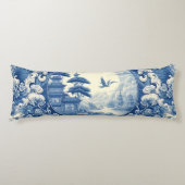 チャイノアイセリーブルーホワイトアジアのパゴダレイククレーン ボディピロー (正面)