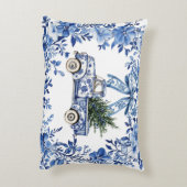 チャイノアイセリーブルーホワイトフローラクリスマストラック アクセントクッション (裏面(縦))