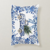 チャイノアイセリーブルーホワイトフローラクリスマストラック アクセントクッション (正面(垂直))