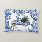 チャイノアイセリーブルーホワイトフローラクリスマストラック アクセントクッション (裏面)