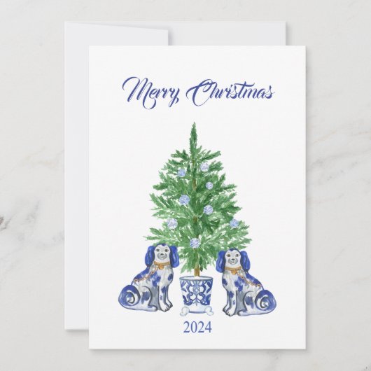チャイノアイセリー（犬）スタッフォードクリスマスカード サンキューカード (正面)