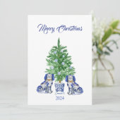 チャイノアイセリー（犬）スタッフォードクリスマスカード サンキューカード (スタンド正面)