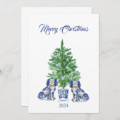 チャイノアイセリー（犬）スタッフォードクリスマスカード サンキューカード (正面/裏面)