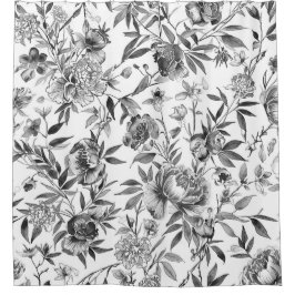チャイノイズリー 水彩 花 植物画 シャワーカーテン