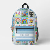 チャイルズアート25スケッチコラージュ学校 プリントバックパック (正面)