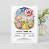 チャイルズウォーターカラー棒つきキャンデー誕生日 招待状 (スタンド正面)