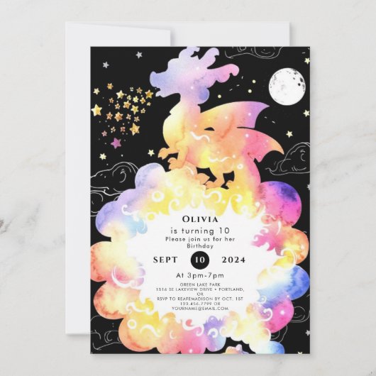 チャイルズエンチャントドラゴン誕生日 招待状 (正面)