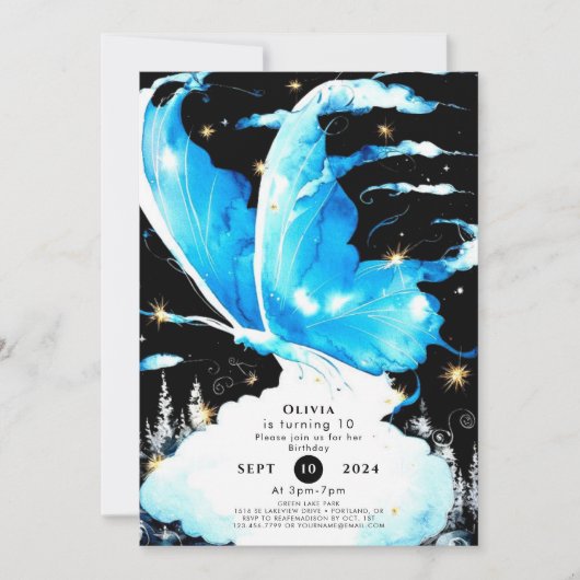 チャイルズエンチャントバタフライ誕生日 招待状 (正面)