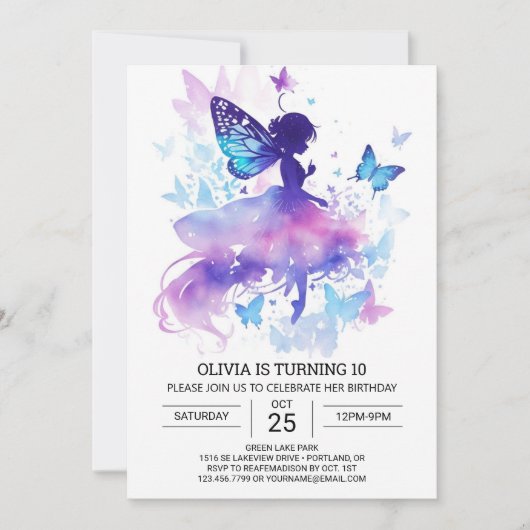 チャイルズエンチャントフェアリー誕生日魔法 招待状 (正面)