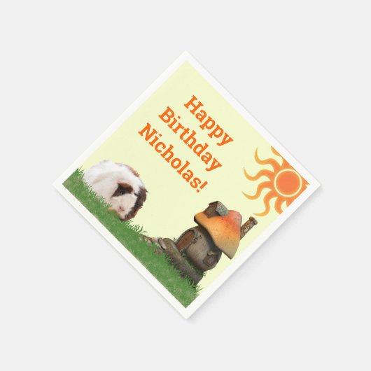 チャイルズギニア豚誕生日ハウスサン スタンダードカクテルナプキン (角)