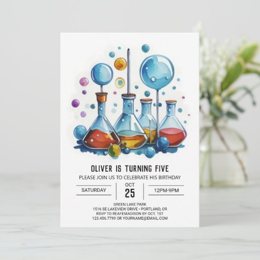 チャイルズケミストウィムシーサイエンティスト誕生日 招待状 (スタンド正面)