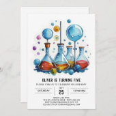 チャイルズケミストウィムシーサイエンティスト誕生日 招待状 (正面/裏面)