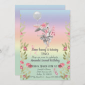 チャイルズソフバニーイースターバレリーナ誕生日 招待状 (正面/裏面)