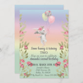 チャイルズソフバニーイースターレインボーフローラ誕生日 招待状 (正面/裏面)