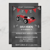 チャイルズチャックボードレースカー誕生日招待状 招待状 (正面/裏面)