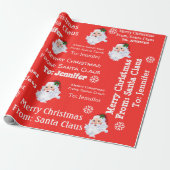 チャイルズネームサンタクリスマスレッドギフト ラッピングペーパー (アンロールド)