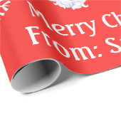 チャイルズネームサンタクリスマスレッドギフト ラッピングペーパー (ロールコーナー)