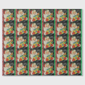 チャイルズネームサンタクロースのクリスマスプレゼント ラッピングペーパー (フラット)