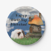 チャイルズハッピーバースデーギニアピグマッシュルームハウス ペーパープレート (正面)