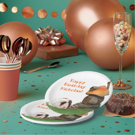 チャイルズハッピーバースデーギニアピグマッシュルームハウス ペーパープレート (複数)