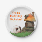 チャイルズハッピーバースデーギニアピグマッシュルームハウス ペーパープレート (正面)