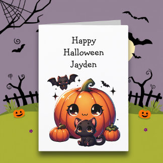 チャイルズハロウィンカボチャのカラーリングページ カード