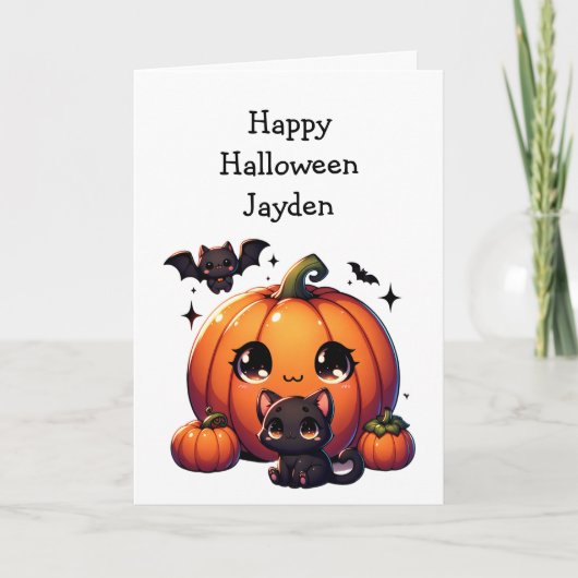 チャイルズハロウィンカボチャのカラーリングページ カード (正面)