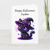 チャイルズハロウィンブラックキャットカラーリングページ カード (正面)