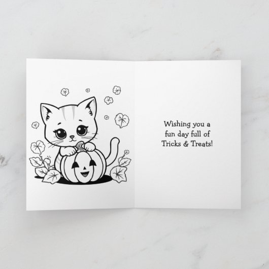 チャイルズハロウィンブラックキャットカラーリングページ カード (内部)