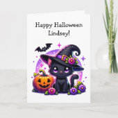 チャイルズハロウィンブラックキャット&カラーリングページ カード (正面)