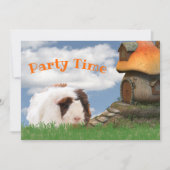 チャイルズバースデーパーティーギニアピッグマッシュルームハウス 招待状 (正面)