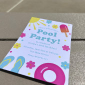 チャイルズパステルプールパーティの招待状 招待状