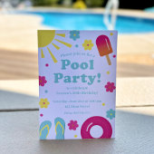 チャイルズパステルプールパーティの招待状 招待状