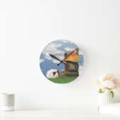 チャイルズルームキュートギニアピグマッシュルームハウス ラウンド壁時計 (ホーム)