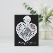 チャイルドイエス，アンティーククリスマスハート紙彫刻 シーズンポストカード (スタンド正面)