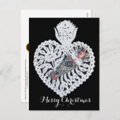 チャイルドイエス，アンティーククリスマスハート紙彫刻 シーズンポストカード (正面/裏面)