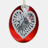 チャイルドイエス,アンティーククリスマスハート紙彫刻 セラミックオーナメント (右)