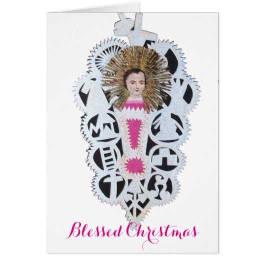 チャイルドイエス，アンティーククリスマス紙彫刻 (正面)