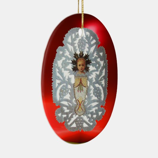 チャイルドイエス，アンティーククリスマス紙彫刻 セラミックオーナメント (右)