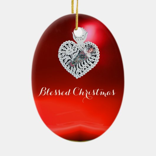 チャイルドイエス,アンティーククリスマス紙彫刻 セラミックオーナメント (裏面)