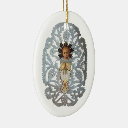 チャイルドイエス，アンティーククリスマス紙彫刻 セラミックオーナメント (右)