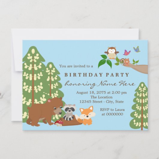 チャイルドウッドランド誕生日パーティー 招待状 (正面)