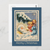 チャイルドエンジェルスベビーイエスアンドスノーパインツリー ポストカード (正面/裏面)