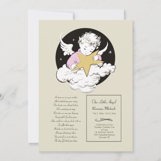 チャイルドエンジェルピンクお祝いの発表 案内状 (正面)