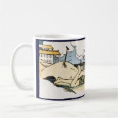 チャイルドオンビーチヴィンテージアート コーヒーマグカップ (左)