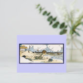 チャイルドオンビーチヴィンテージアート ポストカード (スタンド正面)